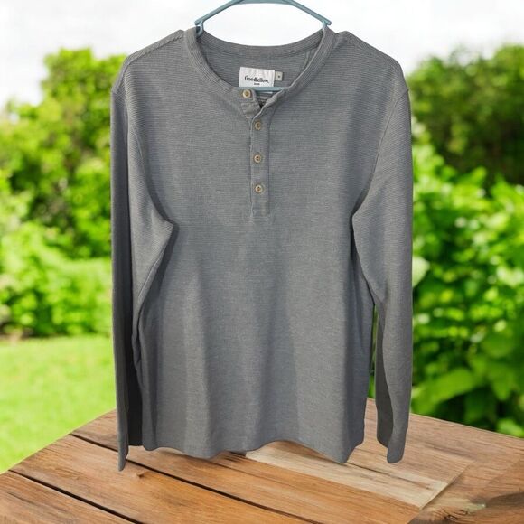 Goodfellow & Co Gray Long Sleeve Henley thermal size medium men’s - Picture 1 of 5